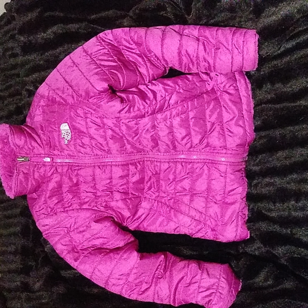 Childs. Purple north face. revesable winter coat